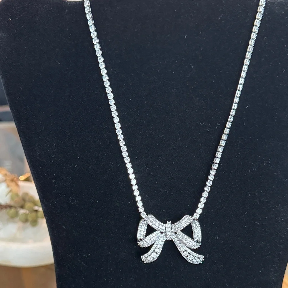 Camila Coelho Elegant Silver color Bow Necklace